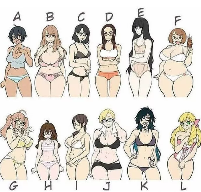 男生心目中最理想的女友身材是哪个网友我全都要