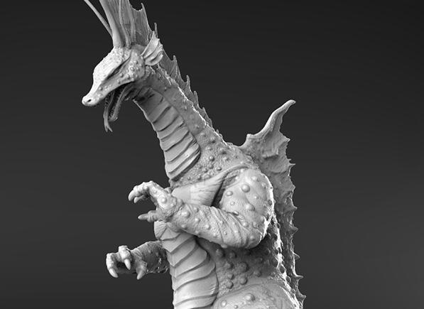 3d打印电影哥斯拉中泰坦龙雕像,好逼真!