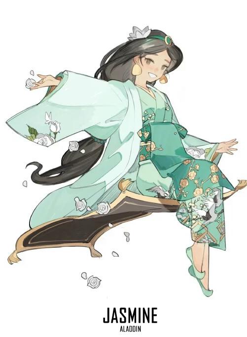 当迪士尼公主变为二次元萌妹子时艾莎公主穿上和服太美丽了