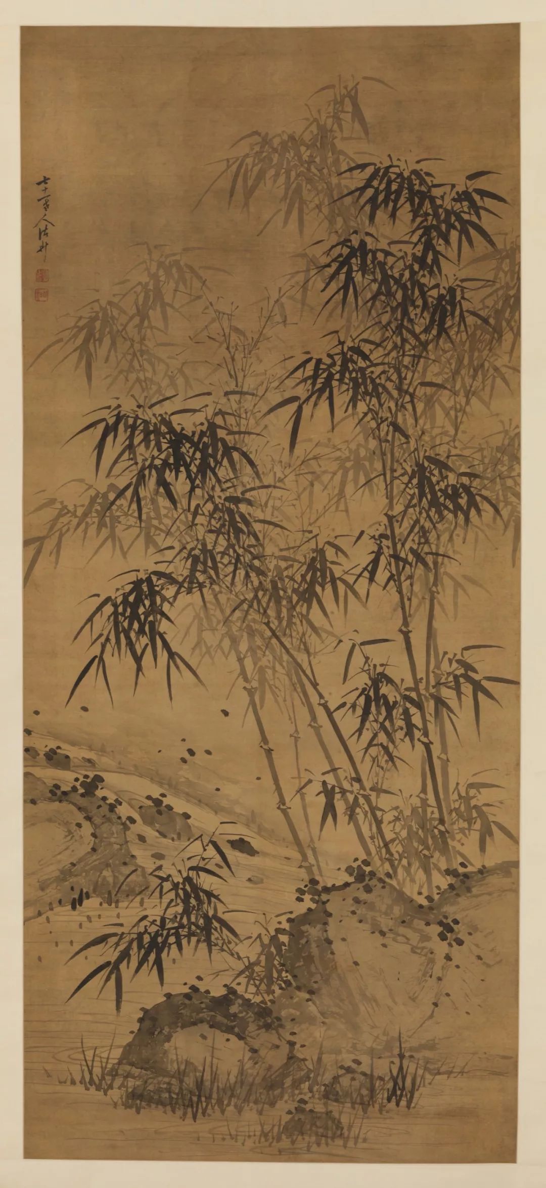 竹石图立轴 水墨绢本钤印:诸升之印(白),日如(朱)款识:七十一老人