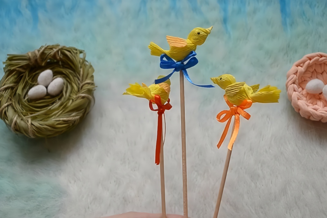 教你用皱纹纸diy有趣的小鸟给孩子当玩具手工教程