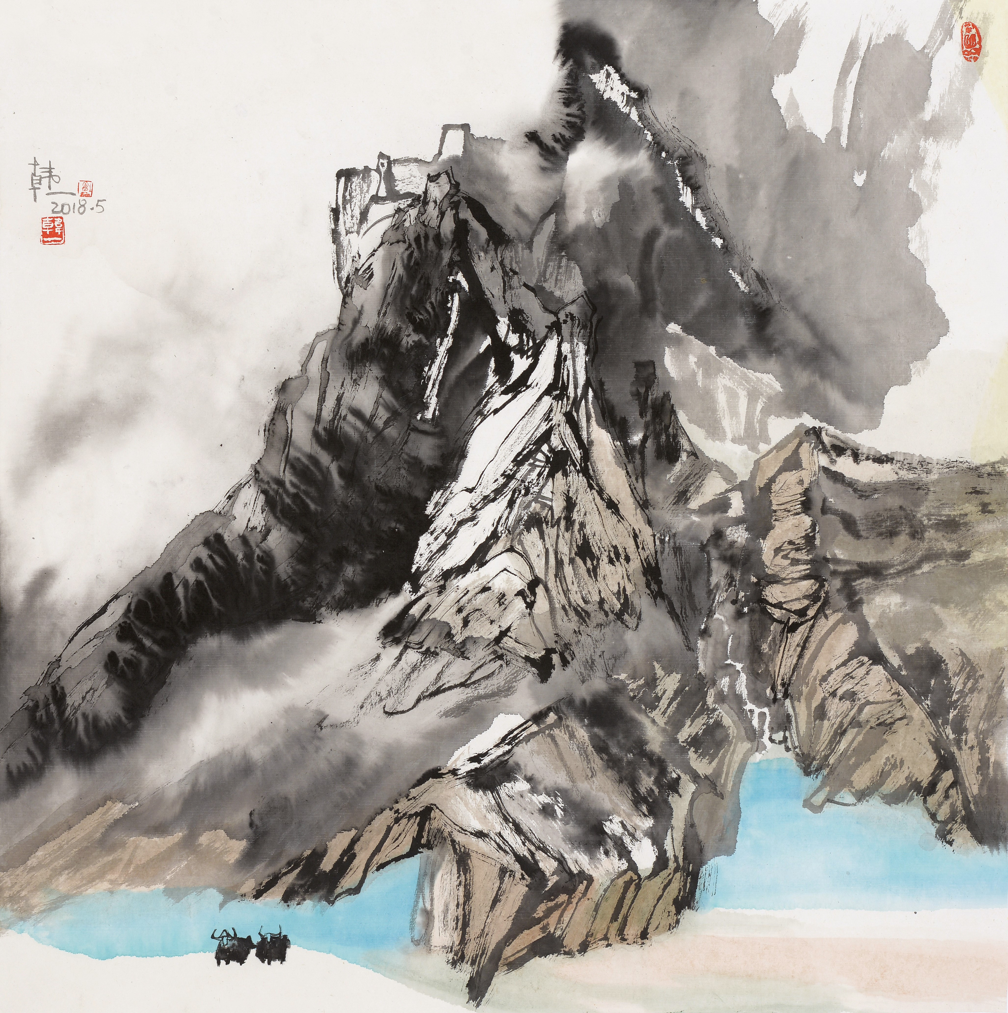 她的西部高原女画家韩一的山水艺术