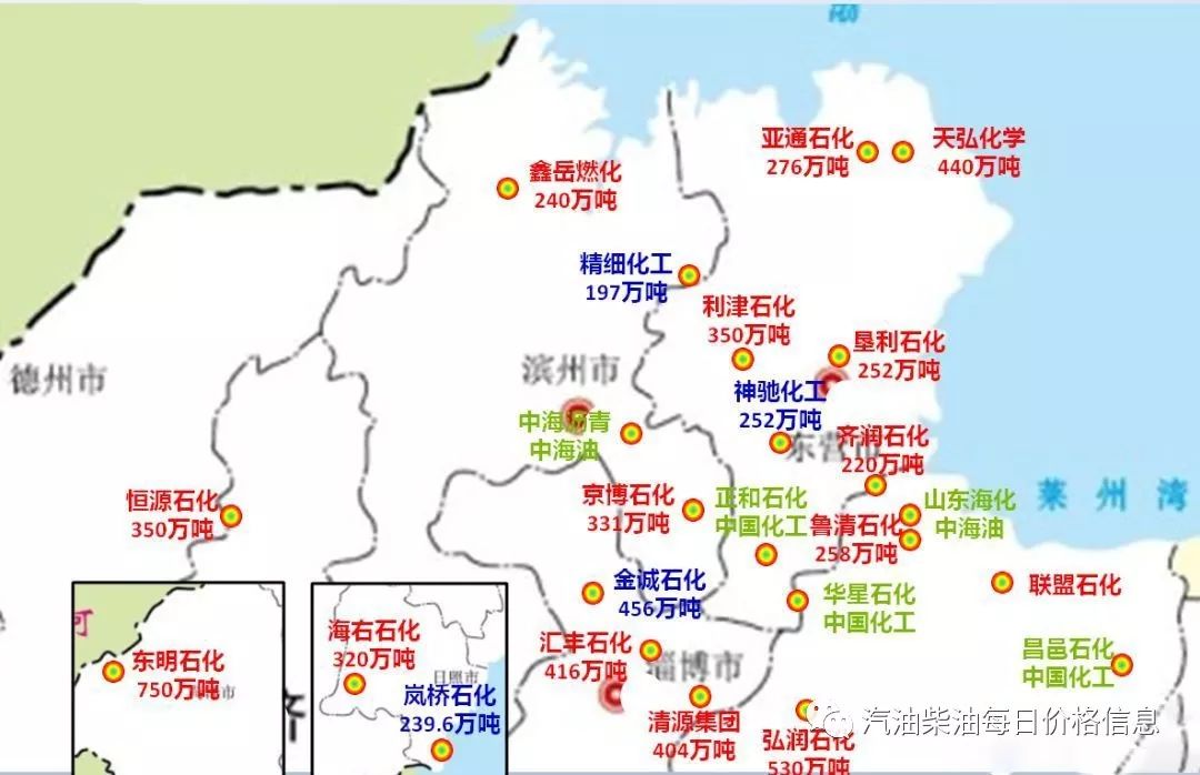 神驰252万吨,齐润石化220万,京博石化331万吨,鲁清石化258万吨,金诚