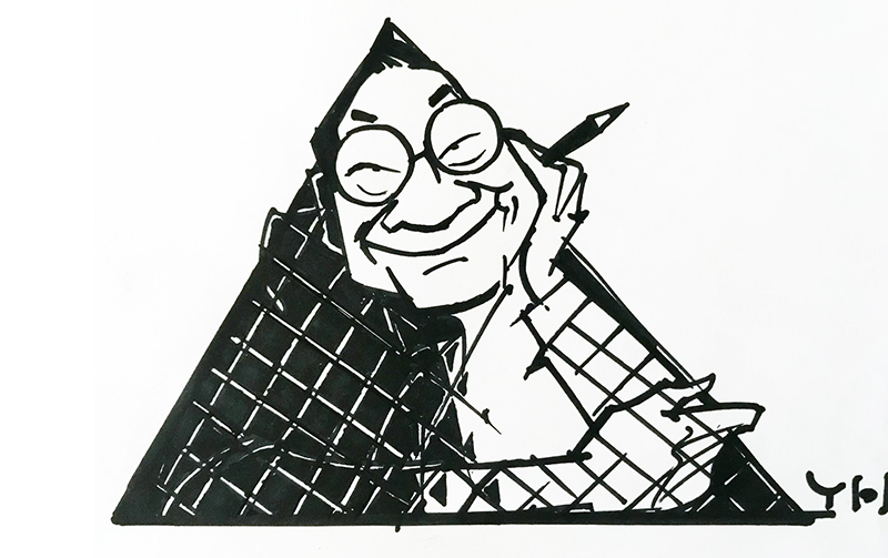 麻栗子贝聿铭肖像漫画