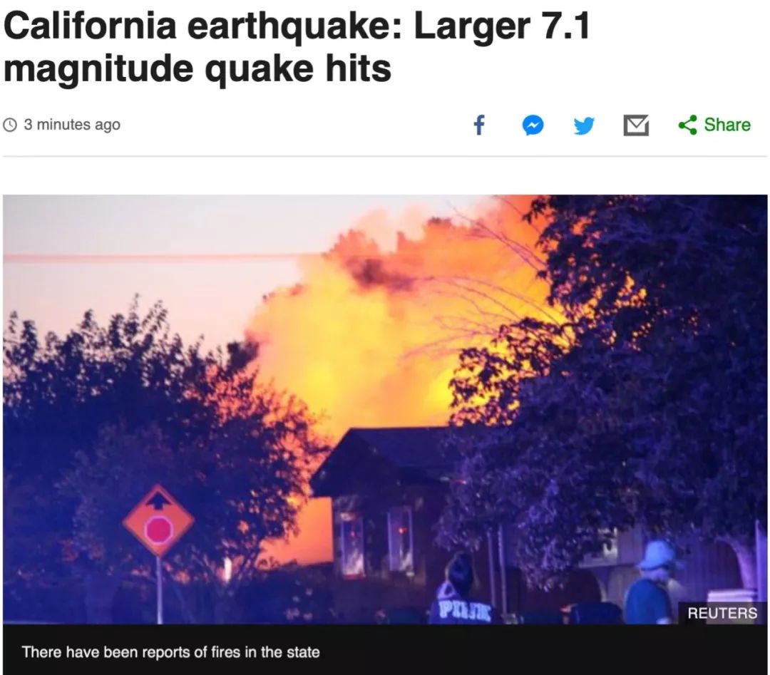 美国加州发生4.4级地震 震感强烈很多人被晃醒|地震|加州|断层_新浪新闻