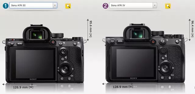 索尼a7r iv与a7r iii外形体积对比