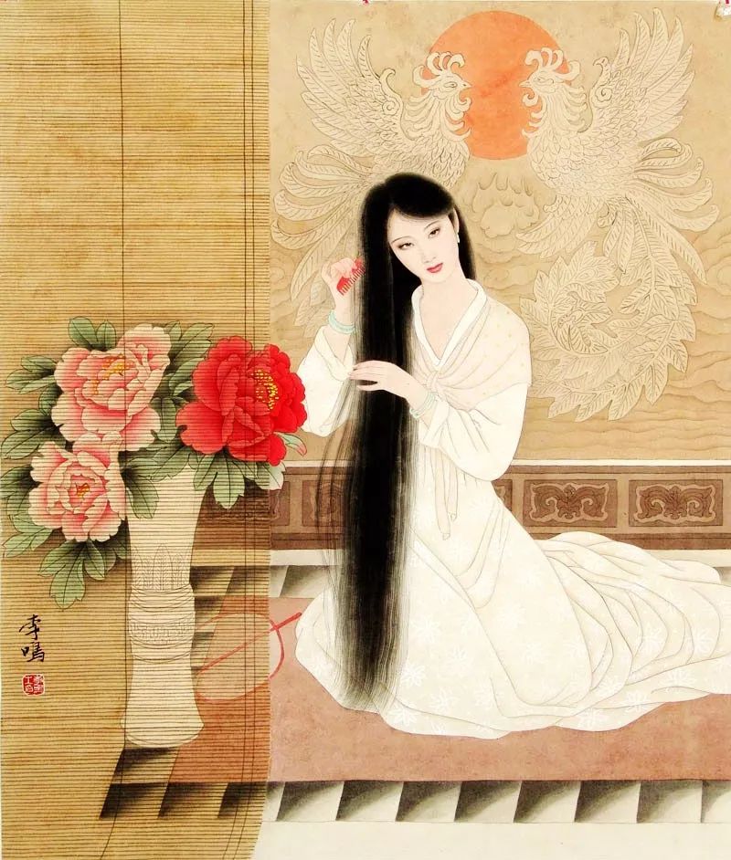 国画中梳妆的女子,看了都喜欢