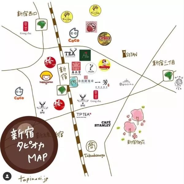 截止 5 月底,光是东京的奶茶店就已经超过了 300 家,原宿附近就有 38