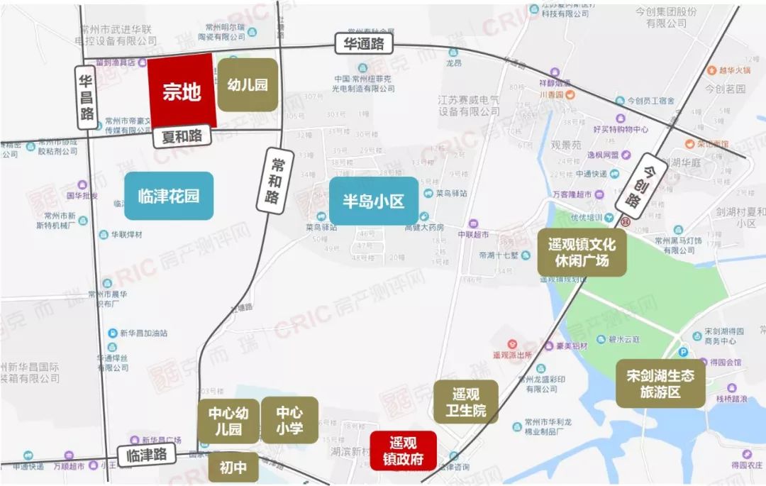 华通路南侧地块位于武进遥观镇,地块东侧为新建的遥观镇幼儿园,南面是
