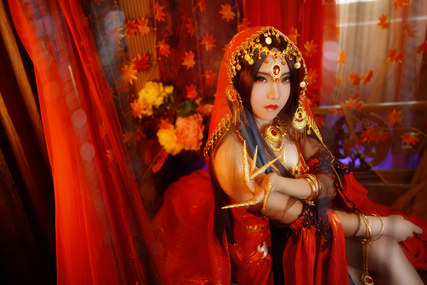 超清甜美少女古装动漫cosplay性感美女剑网三红衣教·探雪cosplay