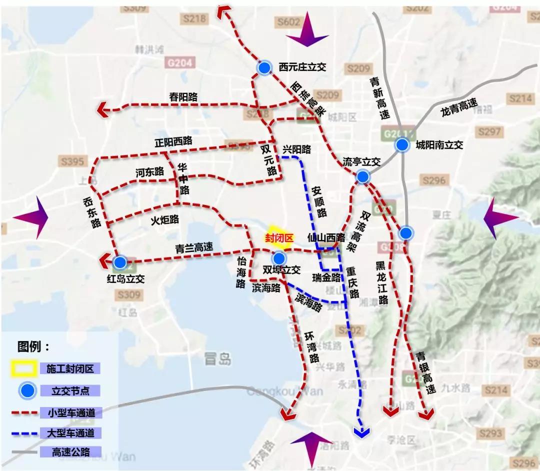 青島車主開車走環灣路注意雙埠立交即將封閉施工