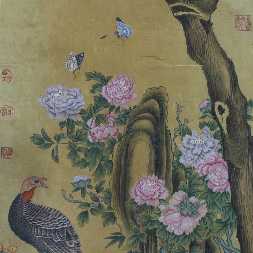 中西合璧独放异彩郎世宁工笔花鸟中堂盛世皇廷拍卖