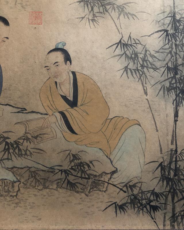 图》中有八个人物,卷首第一个人物,就是被世人称之为神童的"荣启期"