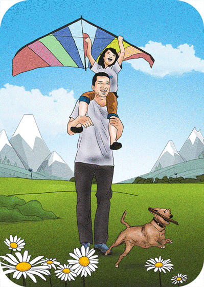 爸爸带着我玩耍的时光仿佛回到小时候所有的疲惫都没了一起大笑,在