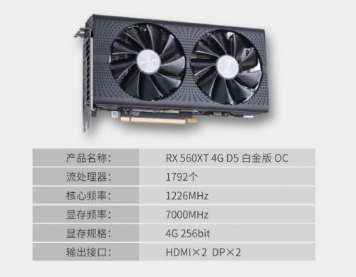 小编比较推荐蓝宝石rx 560xt 4g d5 白金版oc,不仅性能要比gtx1650强