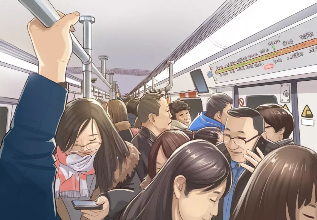 地铁拥挤漫画图片