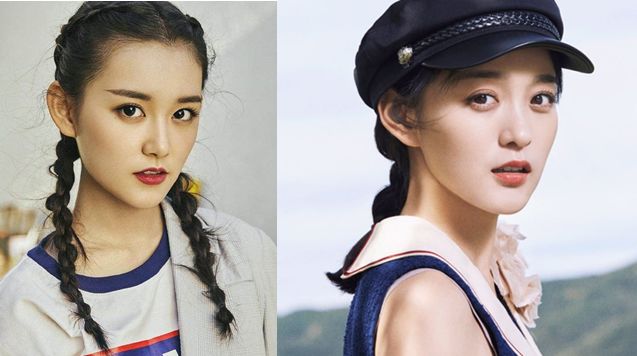 (正侧对比:左蒋依依;右何泓姗)饱满的额头与下巴也对比放大了凹面中