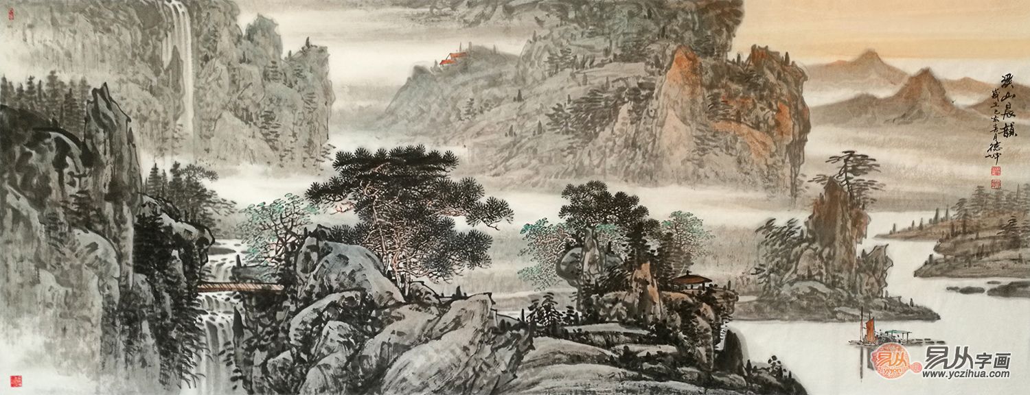 作品欣赏:特别是在写意山水画方面,下面就让我们一起来欣赏 一下林