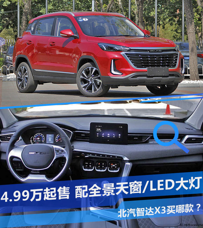 499万起售配全景天窗led大灯北汽智达x3买哪款