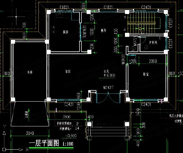 三層15×10米30萬車庫 露臺農村別墅施工圖水電圖齊全