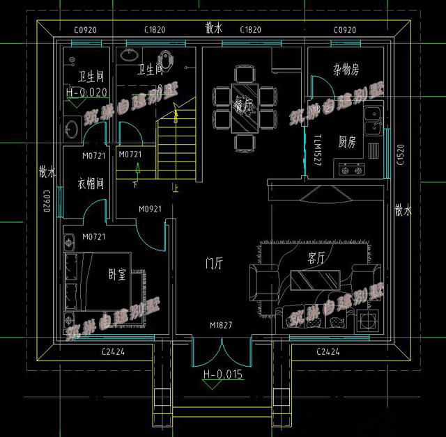 2款30萬90平方米四層小戶型農村自建房全套cad施工圖