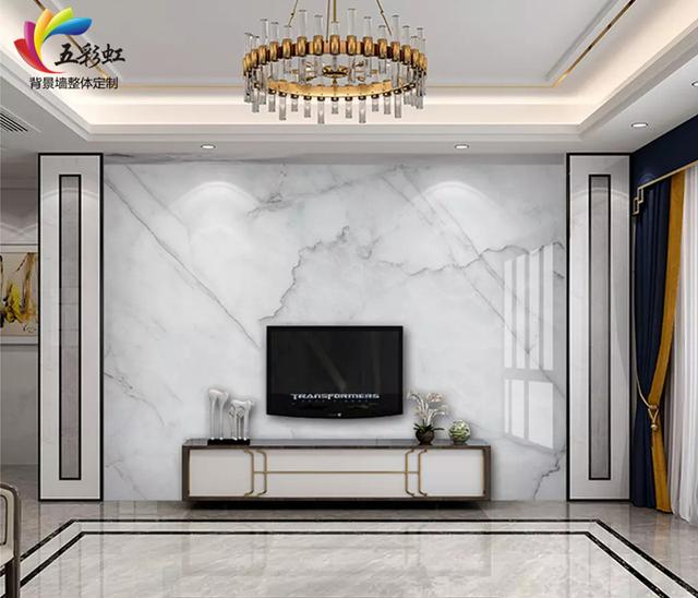 家居设计师特意设计了一系列的轻奢现代风格的客厅微晶石电视背景墙