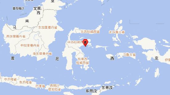 印尼苏拉威西岛附近海域发生68级地震